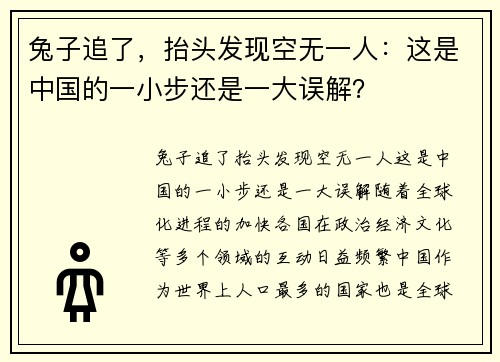兔子追了，抬头发现空无一人：这是中国的一小步还是一大误解？